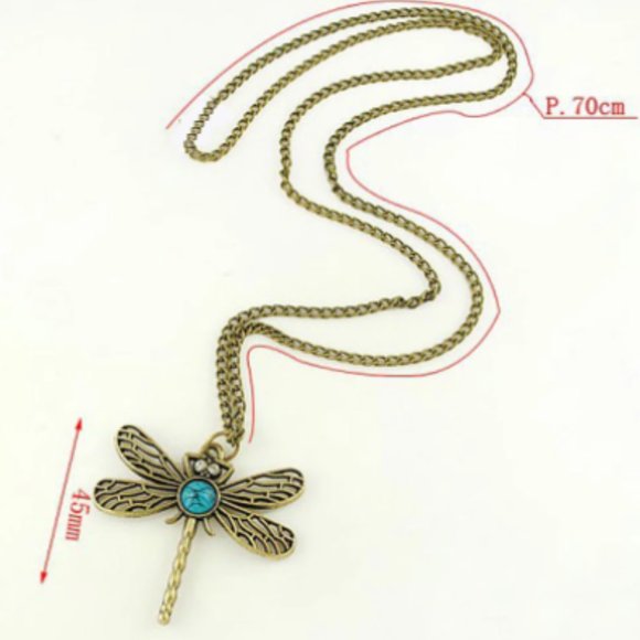 Vintage Boho Hollow Dragonfly Medium Chain Pendant Necklace - Picture 7 of 8